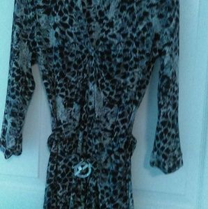 A long leopard print sleeve dress